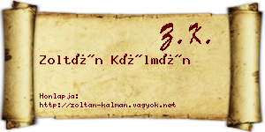 Zoltán Kálmán névjegykártya
